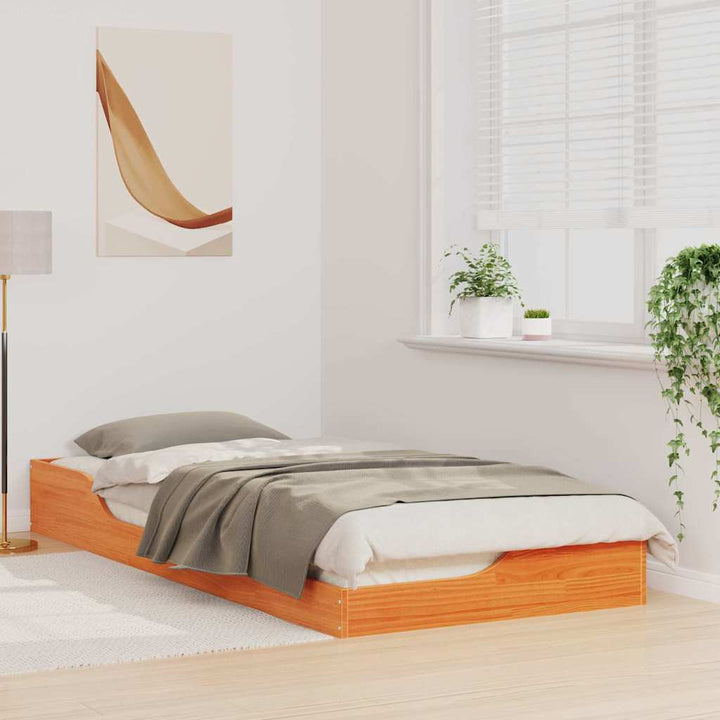 Sengestel Voks brun 80 x 210 cm Massiv fyrretræ
