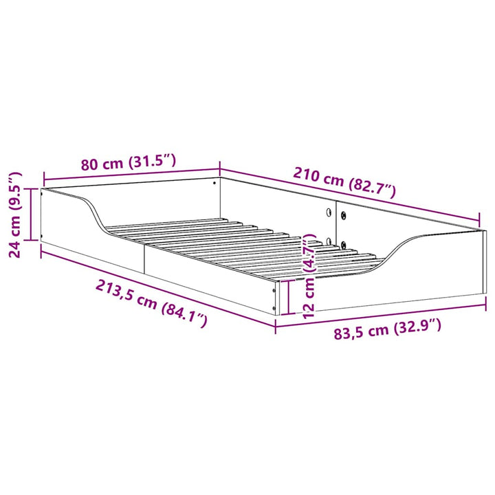Sengestel Voks brun 80 x 210 cm Massiv fyrretræ
