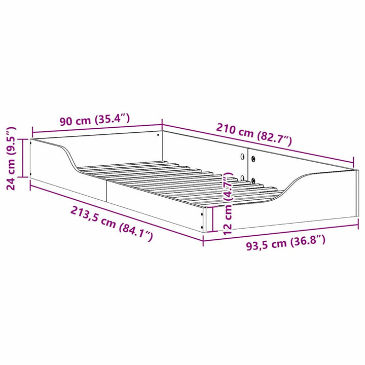 Sengestel Brun 90 x 210 cm Massiv fyrretræ