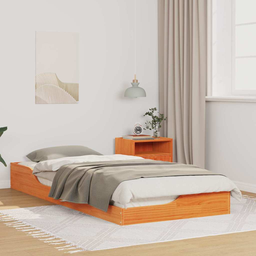 Sengestel Voks brun 100 x 210 cm Massiv fyrretræ
