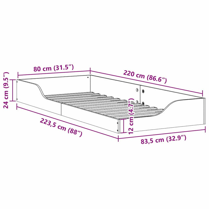 Sengestel Brun 80 x 220 cm Massiv fyrretræ