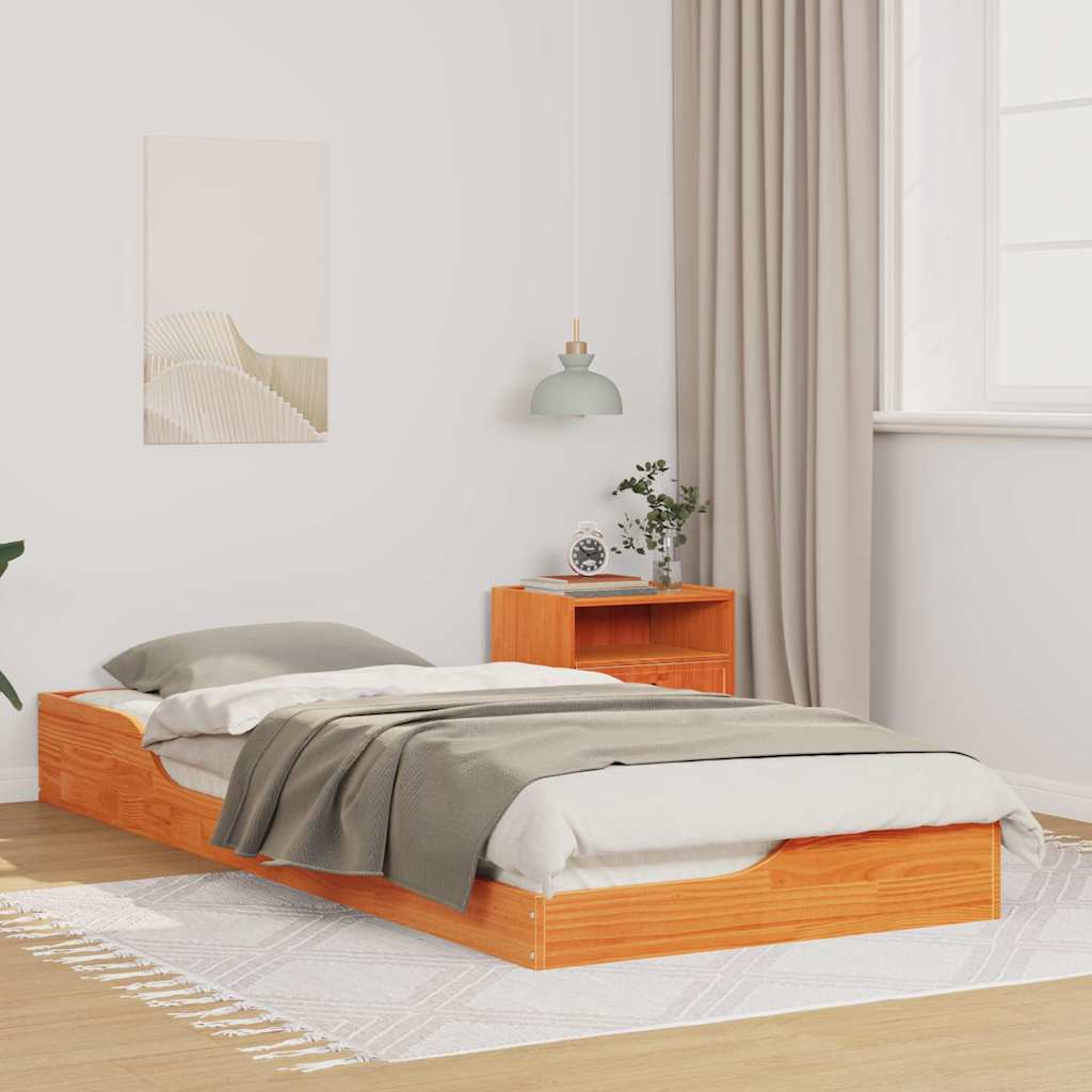 Sengestel Voks brun 100 x 220 cm Massiv fyrretræ