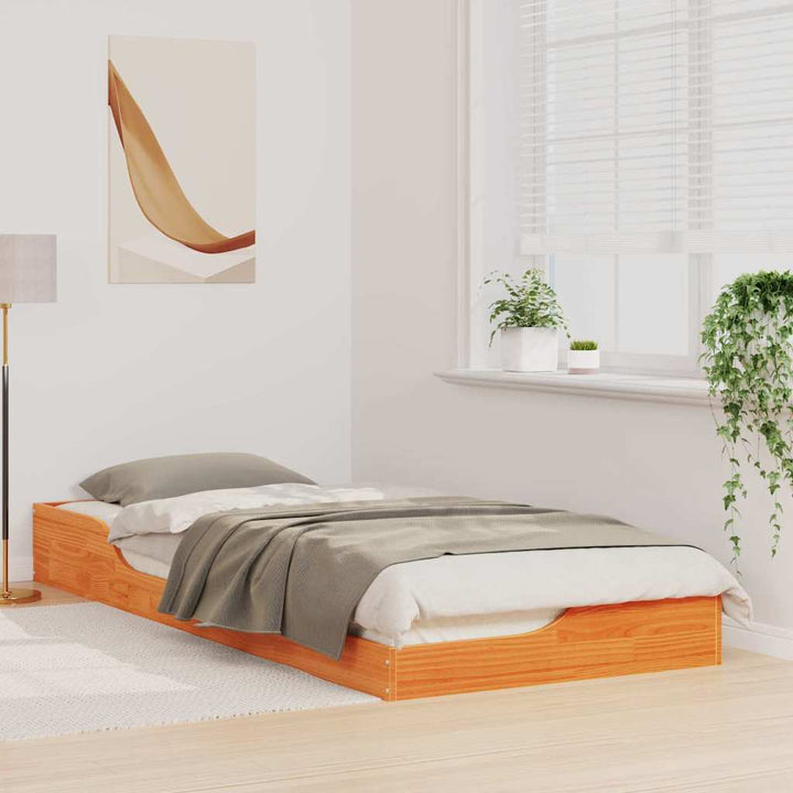Sengestel Voks brun 100 x 220 cm Massiv fyrretræ