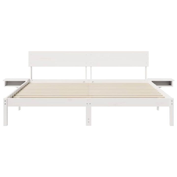 Sengestel med hovedgærde Hvid 180 x 200 cm Massiv fyrretræ