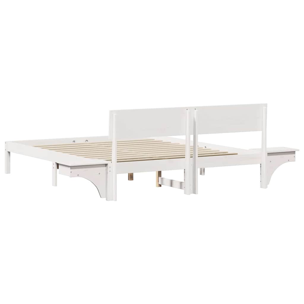 Sengestel med hovedgærde Hvid 160 x 200 cm Massiv fyrretræ