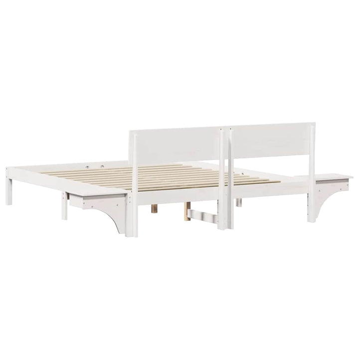 Sengestel med hovedgærde Hvid 160 x 200 cm Massiv fyrretræ