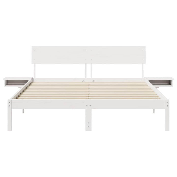 Sengestel med hovedgærde Hvid 160 x 200 cm Massiv fyrretræ