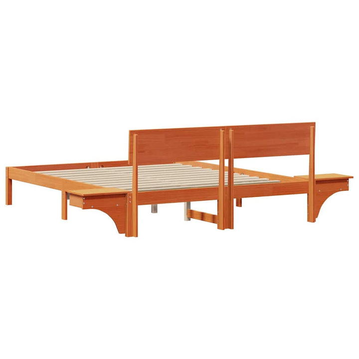 Sengestel med hovedgærde Voks brun 160 x 200 cm Massiv fyrretræ