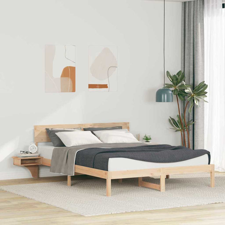 Sengestel med hovedgærde Brun 150 x 200 cm Massiv fyrretræ