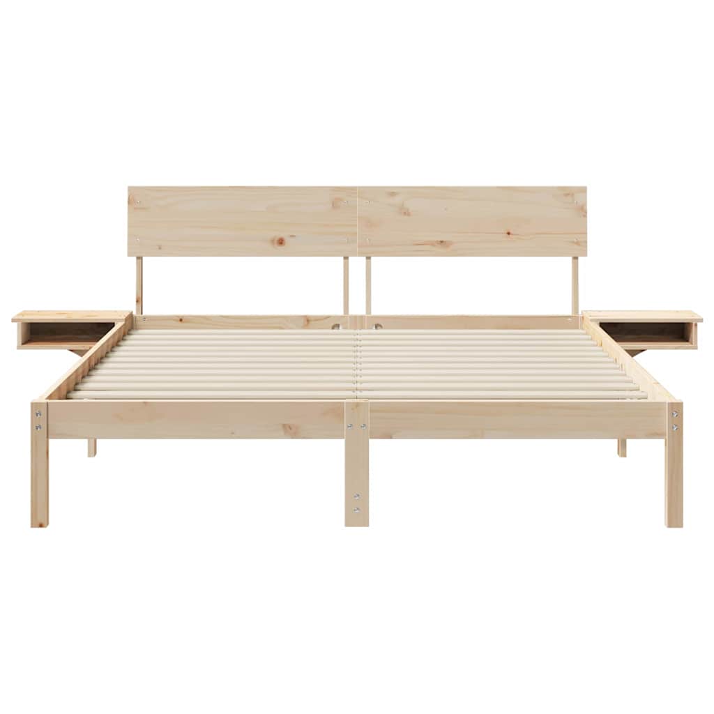 Sengestel med hovedgærde Brun 150 x 200 cm Massiv fyrretræ
