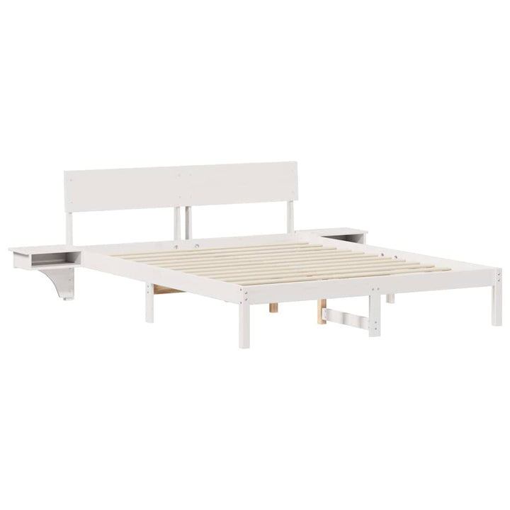 Sengestel med hovedgærde Hvid 150 x 200 cm Massiv fyrretræ