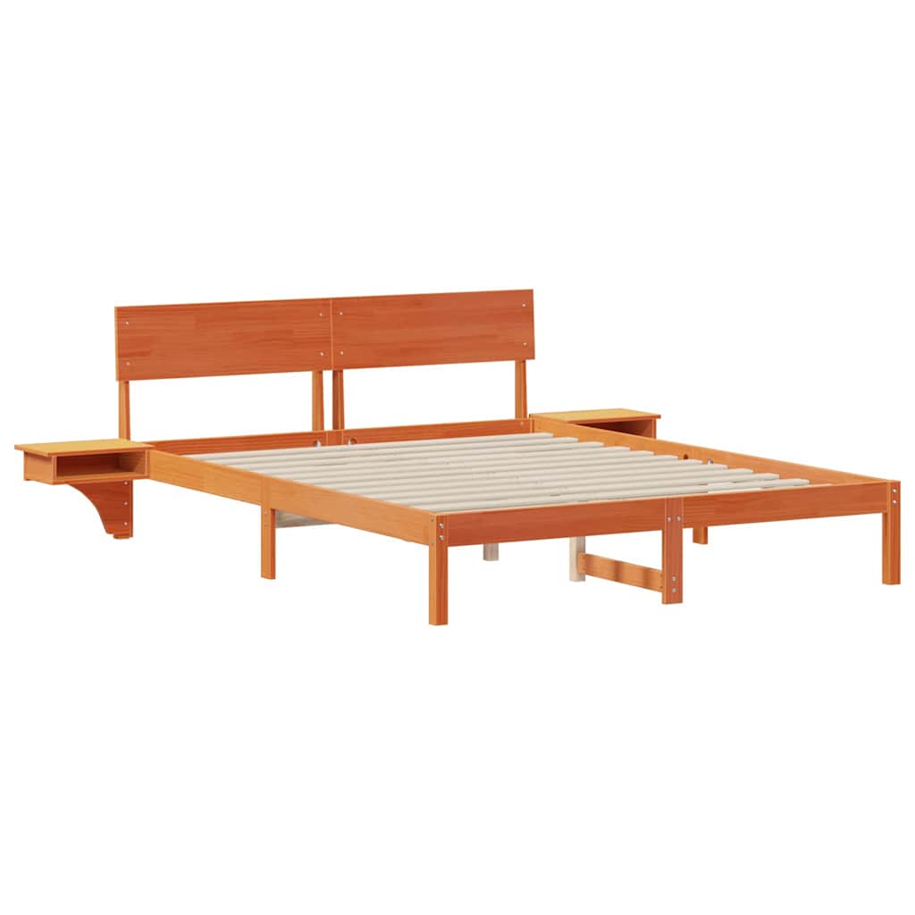 Sengestel med hovedgærde Voks brun 150 x 200 cm Massiv fyrretræ