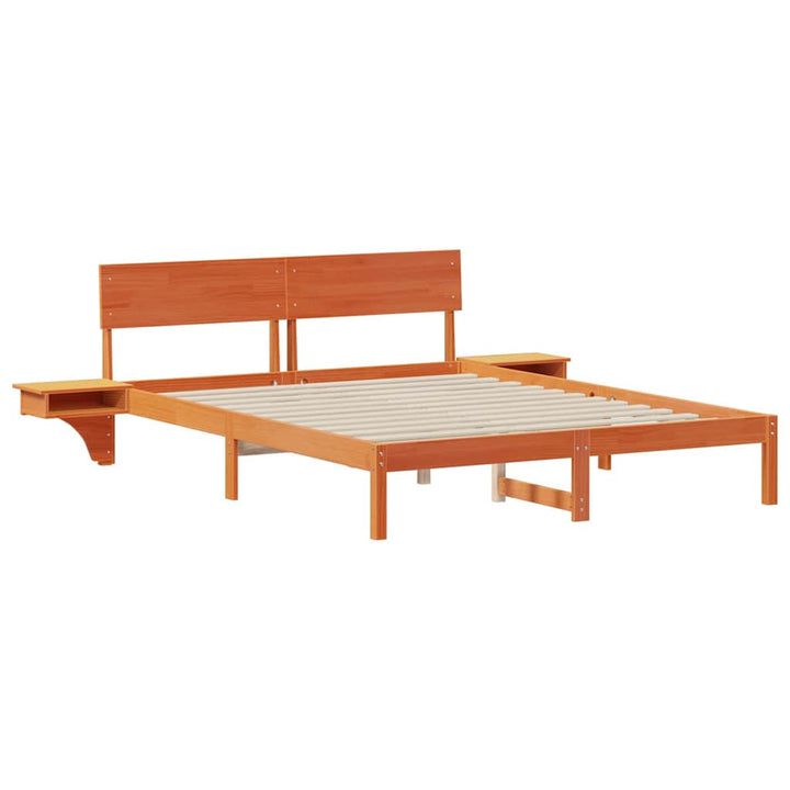 Sengestel med hovedgærde Voks brun 150 x 200 cm Massiv fyrretræ