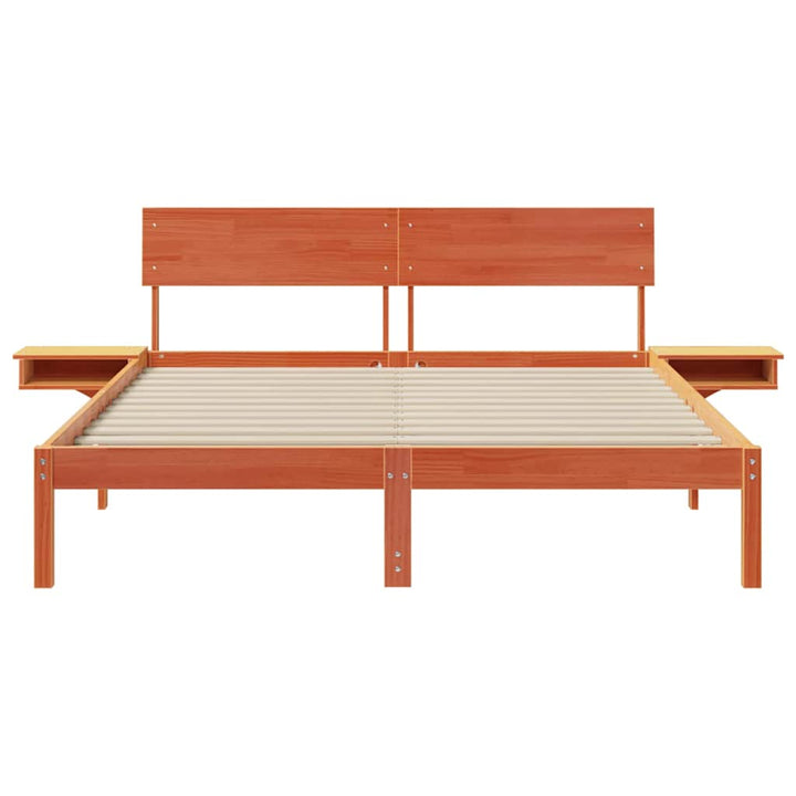 Sengestel med hovedgærde Voks brun 150 x 200 cm Massiv fyrretræ