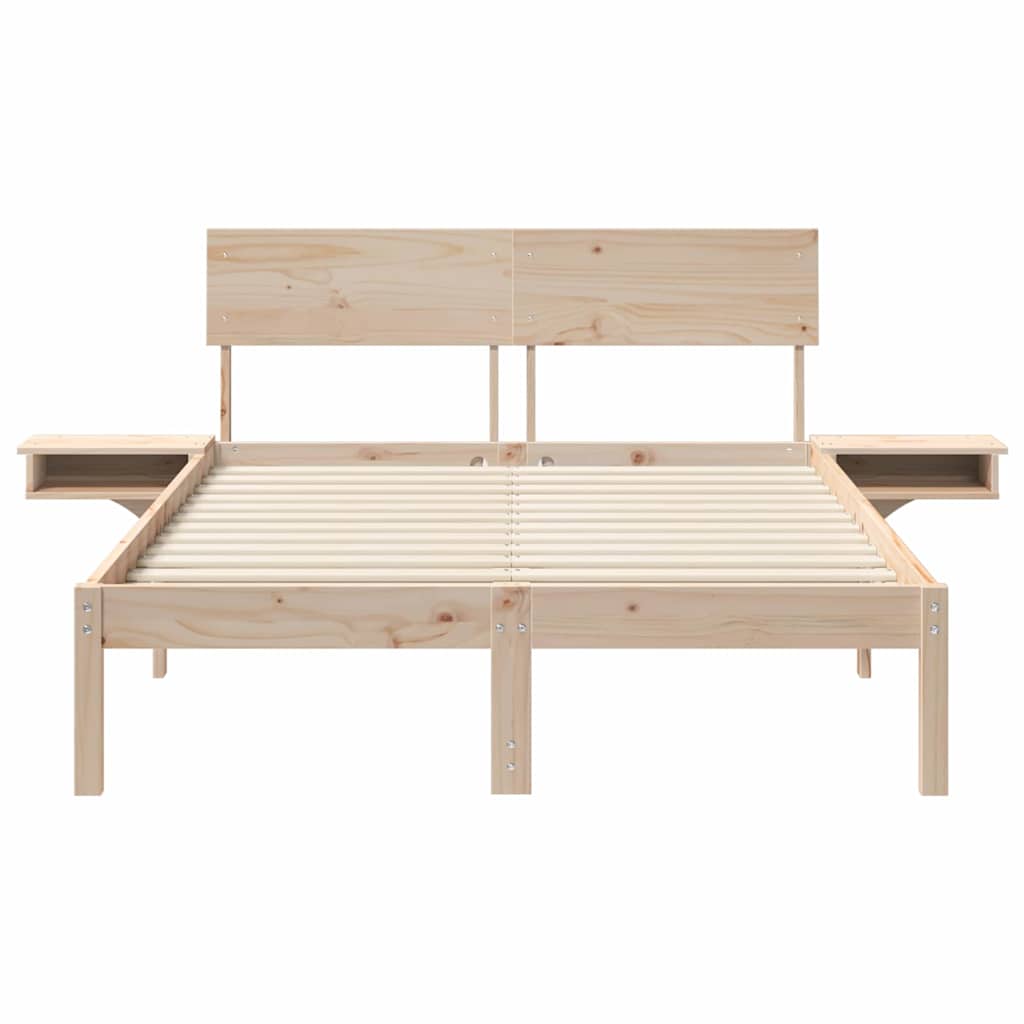 Sengestel med hovedgærde Brun 140 x 200 cm Massiv fyrretræ