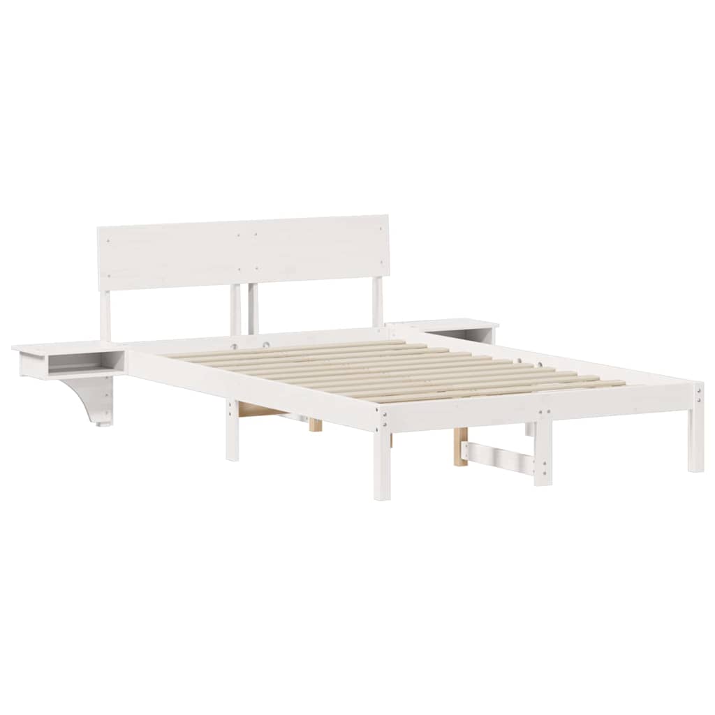 Sengestel med hovedgærde Hvid 140 x 200 cm Massiv fyrretræ