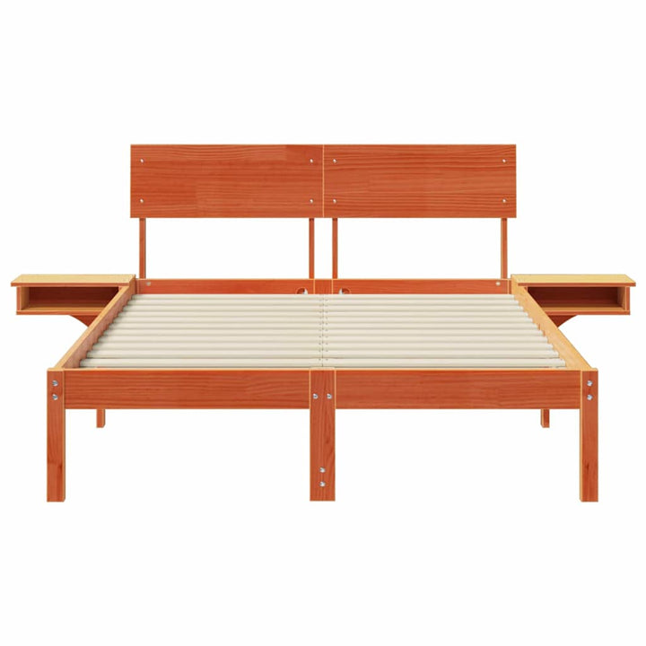 Sengestel med hovedgærde Voks brun 140 x 200 cm Massiv fyrretræ