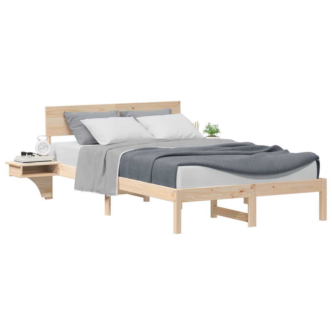 Sengestel med hovedgærde Brun 140 x 190 cm Massiv fyrretræ