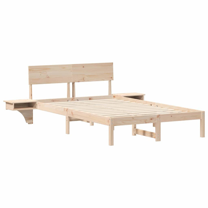 Sengestel med hovedgærde Brun 140 x 190 cm Massiv fyrretræ