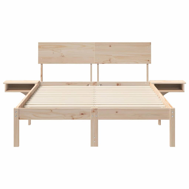 Sengestel med hovedgærde Brun 140 x 190 cm Massiv fyrretræ