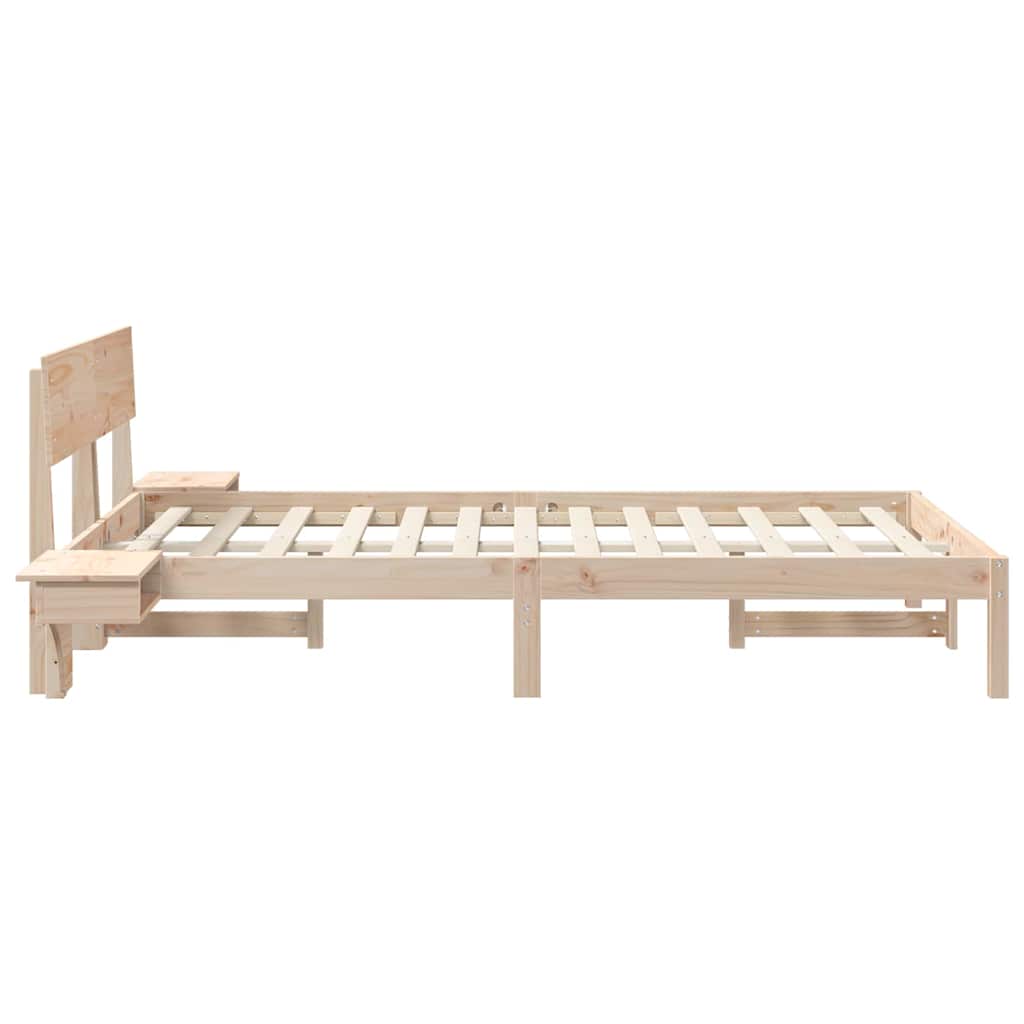 Sengestel med hovedgærde Brun 140 x 190 cm Massiv fyrretræ