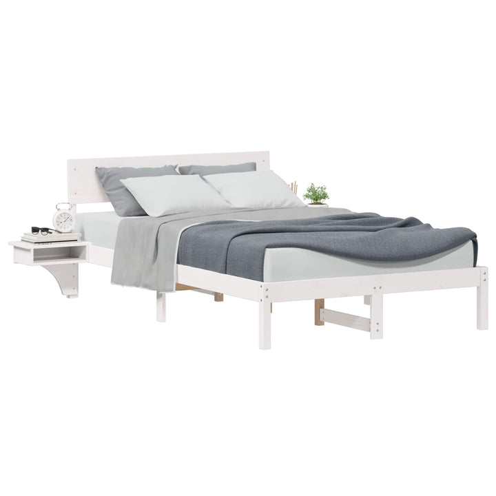 Sengestel med hovedgærde Hvid 140 x 190 cm Massiv fyrretræ