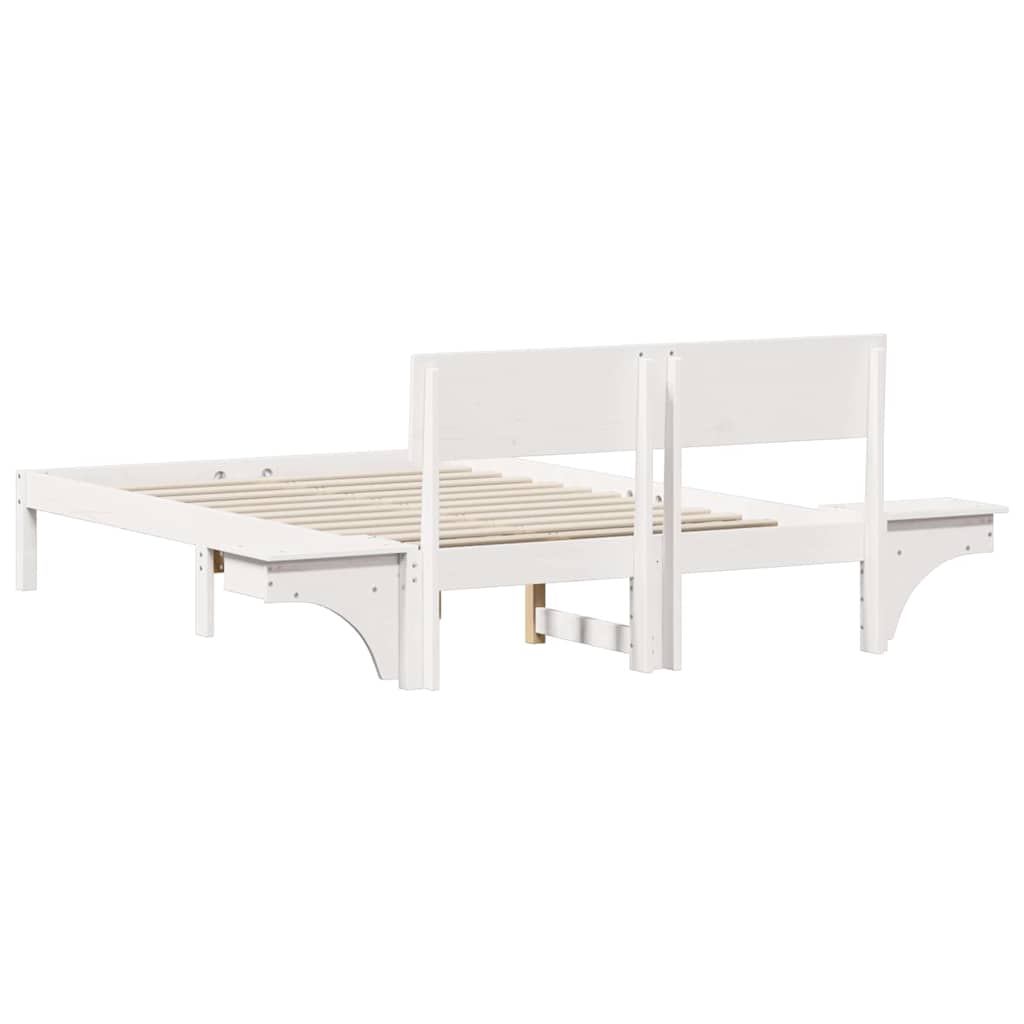 Sengestel med hovedgærde Hvid 140 x 190 cm Massiv fyrretræ