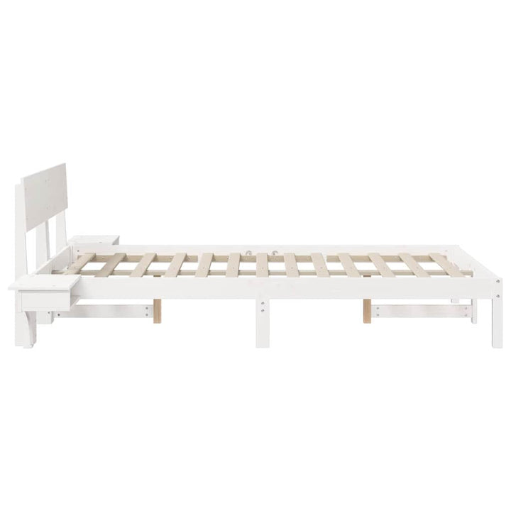 Sengestel med hovedgærde Hvid 140 x 190 cm Massiv fyrretræ