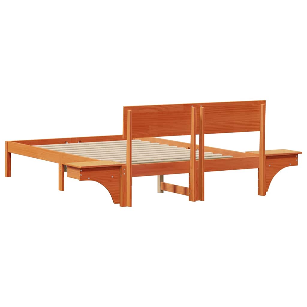 Sengestel med hovedgærde Voks brun 140 x 190 cm Massiv fyrretræ