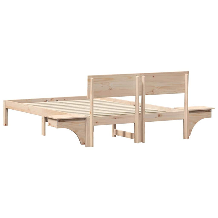 Sengestel med hovedgærde Brun 135 x 190 cm Massiv fyrretræ