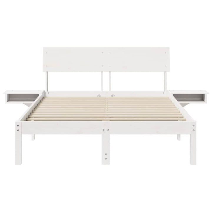 Sengestel med hovedgærde Hvid 120 x 190 cm Massiv fyrretræ