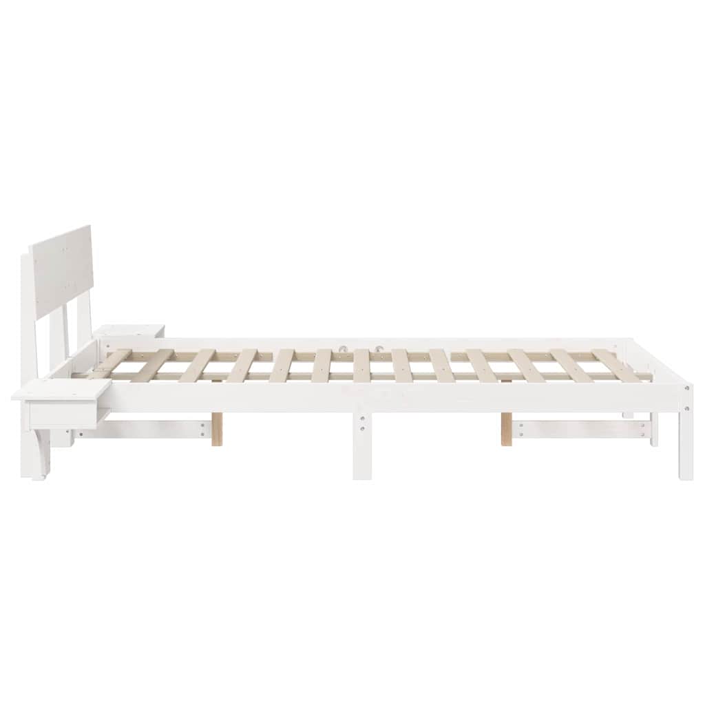 Sengestel med hovedgærde Hvid 120 x 190 cm Massiv fyrretræ