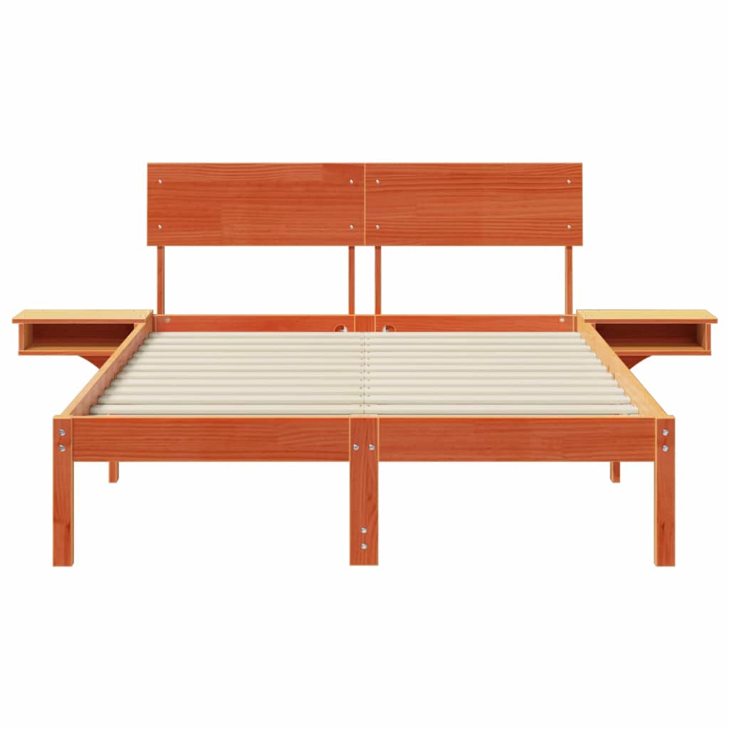 Sengestel med hovedgærde Voks brun 120 x 190 cm Massiv fyrretræ
