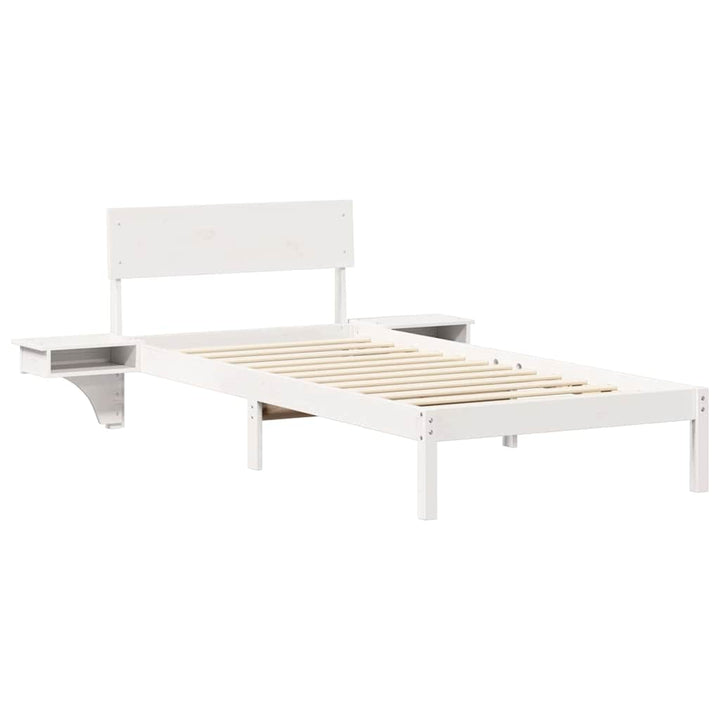 Sengestel med hovedgærde Hvid 100 x 200 cm Massiv fyrretræ