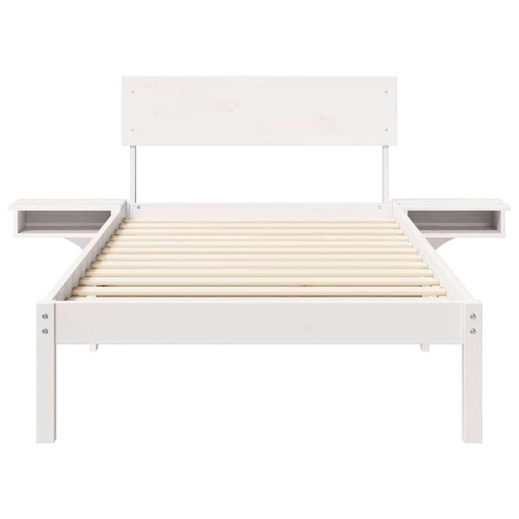 Sengestel med hovedgærde Hvid 100 x 200 cm Massiv fyrretræ