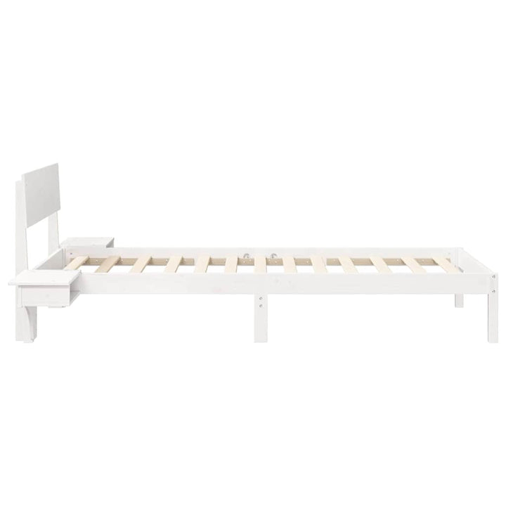 Sengestel med hovedgærde Hvid 100 x 200 cm Massiv fyrretræ
