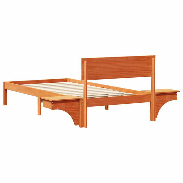 Sengestel med hovedgærde Voks brun 90 x 200 cm Massiv fyrretræ