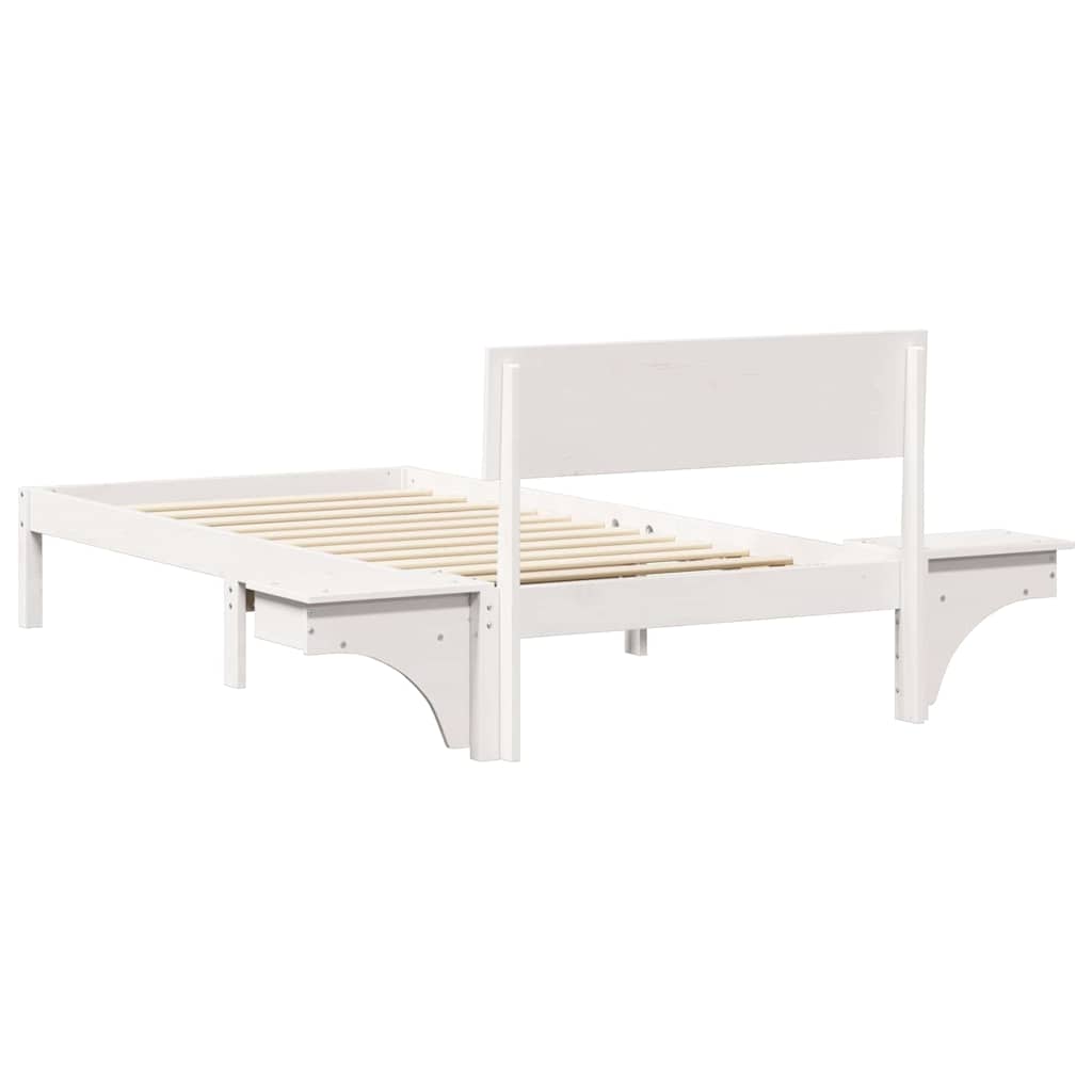 Sengestel med hovedgærde Hvid 80 x 200 cm Massiv fyrretræ