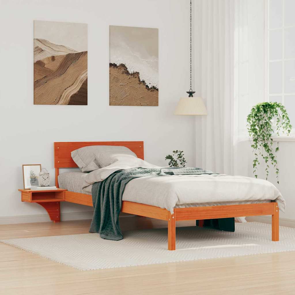 Sengestel med hovedgærde Voks brun 80 x 200 cm Massiv fyrretræ