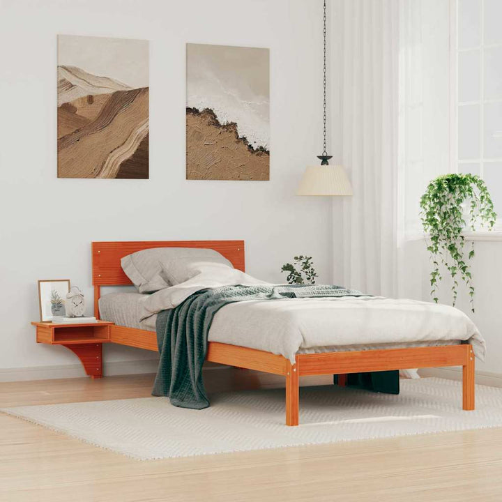 Sengestel med hovedgærde Voks brun 80 x 200 cm Massiv fyrretræ