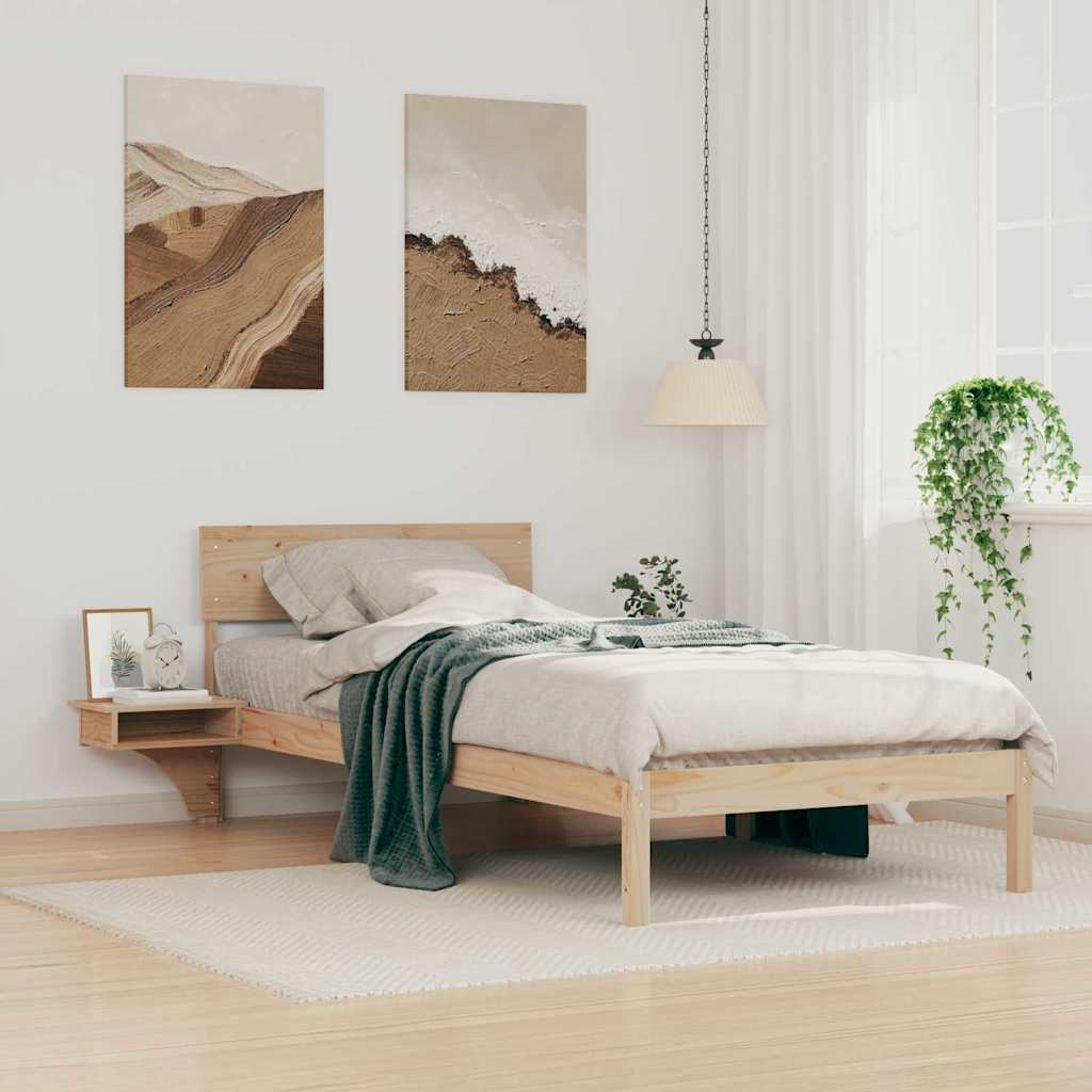 Sengestel med hovedgærde Brun 90 x 190 cm Massiv fyrretræ