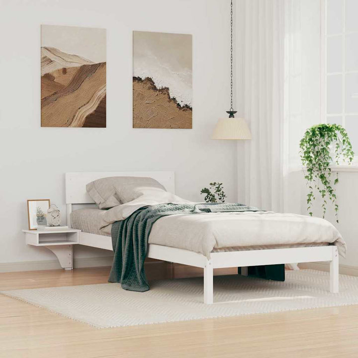 Sengestel med hovedgærde Hvid 90 x 190 cm Massiv fyrretræ