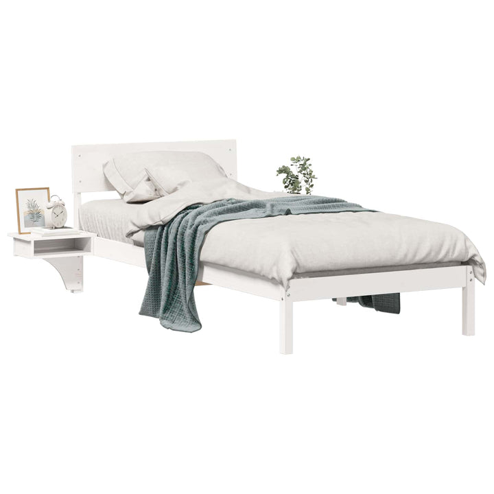 Sengestel med hovedgærde Hvid 90 x 190 cm Massiv fyrretræ