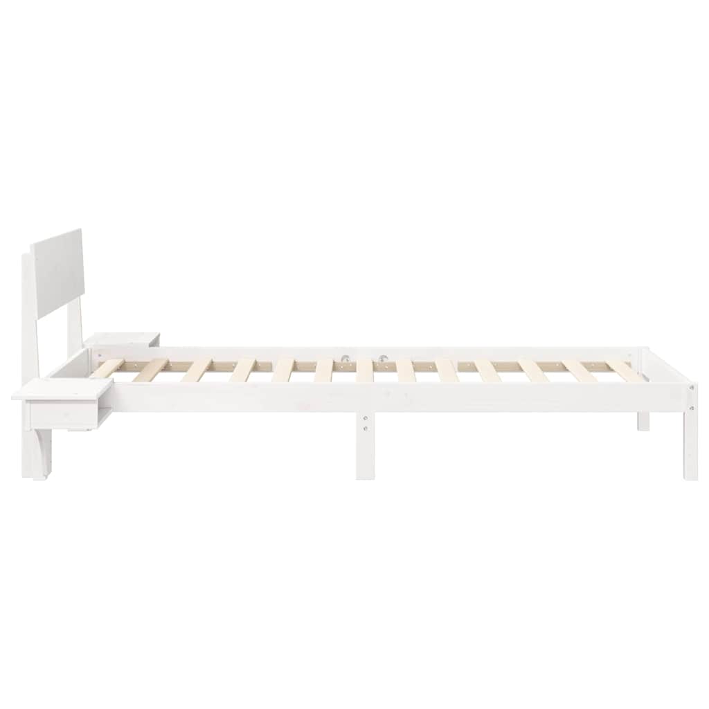 Sengestel med hovedgærde Hvid 90 x 190 cm Massiv fyrretræ