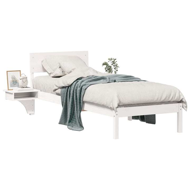 Sengestel med hovedgærde Hvid 75 x 190 cm Massiv fyrretræ