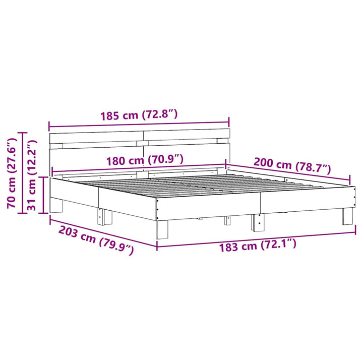 Sengestel Gammelt træ 203 x 185 x 70 cm Konstrueret træ