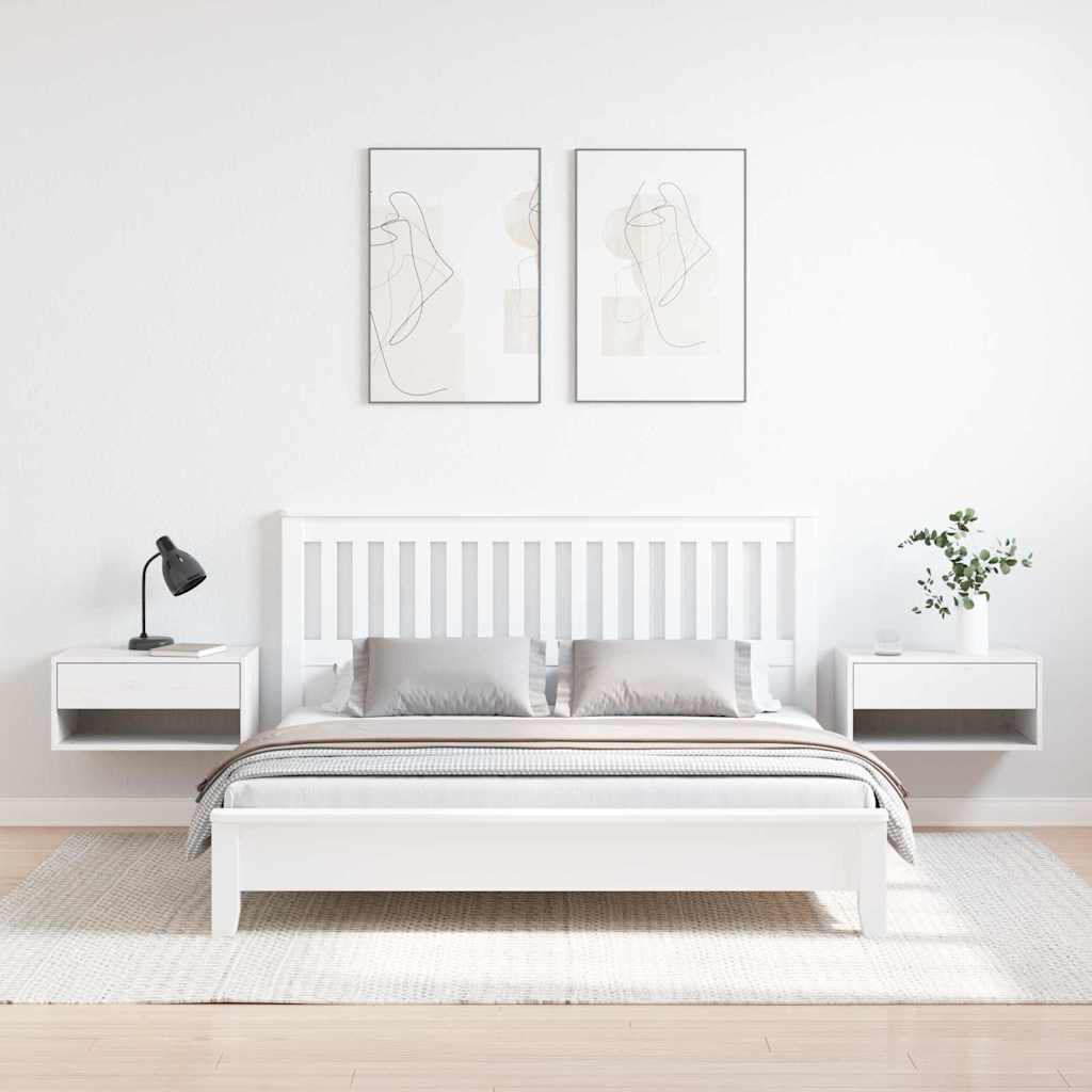Sengebord 2 pcs Hvid 50 x 32,5 x 24 cm Massivt fyrretræ