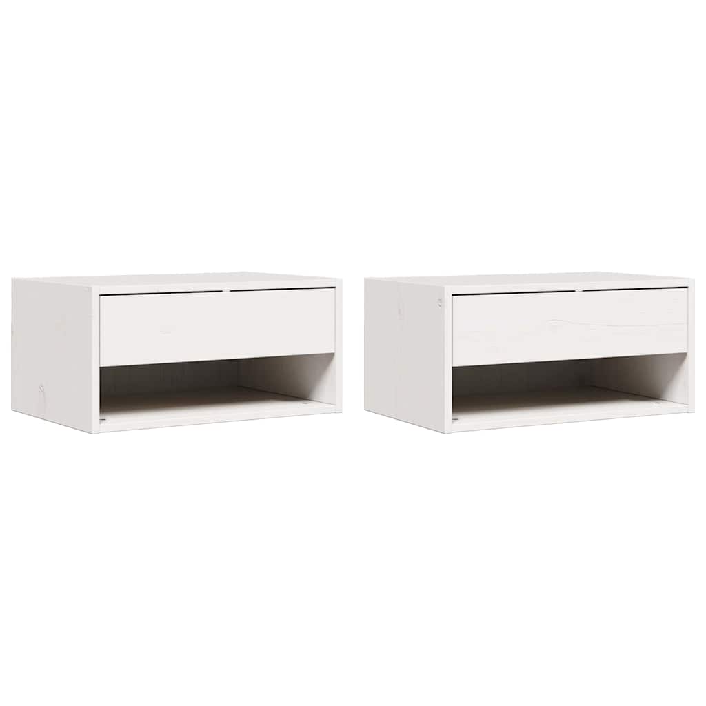 Sengebord 2 pcs Hvid 50 x 32,5 x 24 cm Massivt fyrretræ