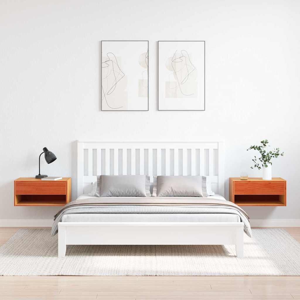 Sengebord 2 pcs Voks brun 50 x 32,5 x 24 cm Massivt fyrretræ