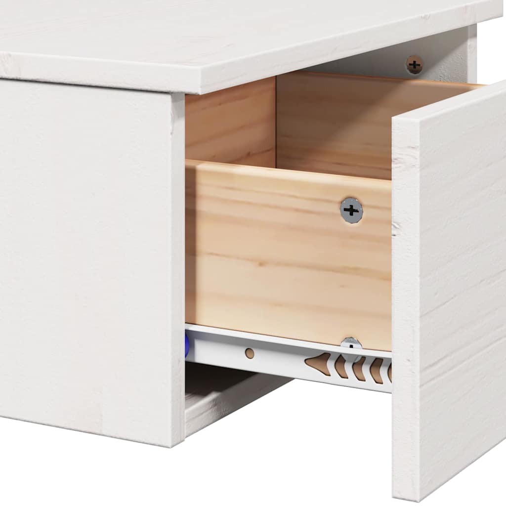 Sengebord med skuffe Hvid 37 x 35 x 18,5 cm Massivt fyrretræ